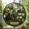 Halloween Suncatcher, Spooky Stained Glass Window Hanging, Skeleton Cat Gothic Decor, Witchy Halloween Gift For Home - Style 1