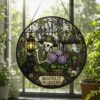 Halloween Suncatcher, Spooky Stained Glass Window Hanging, Skeleton Cat Gothic Decor, Witchy Halloween Gift For Home - Style 10