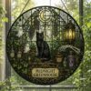 Halloween Suncatcher, Spooky Stained Glass Window Hanging, Skeleton Cat Gothic Decor, Witchy Halloween Gift For Home - Style 4