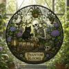 Halloween Suncatcher, Spooky Stained Glass Window Hanging, Skeleton Cat Gothic Decor, Witchy Halloween Gift For Home - Style 7