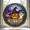 Halloween Suncatcher, Stained Glass Window Hanging, Pumpkin Happy Halloween Decor Gift - Style 11