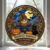 Halloween Suncatcher, Stained Glass Window Hanging, Pumpkin Happy Halloween Decor Gift - Style 14