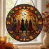 Halloween Witches Suncatcher, Stained Glass Window Hanging, Witchy Fall Decor, Autumn Forest Acrylic Ornament, Spooky Gift - Style 5