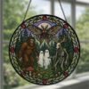 Mothman Stained Glass Suncatcher, Cryptid Window Hanging Decor, Mythical Creature Ornament, Gothic Paranormal Gift, Halloween Decor - Style 2