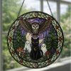Mothman Stained Glass Suncatcher, Cryptid Window Hanging Decor, Mythical Creature Ornament, Gothic Paranormal Gift, Halloween Decor - Style 3