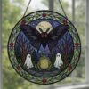 Mothman Stained Glass Suncatcher, Cryptid Window Hanging Decor, Mythical Creature Ornament, Gothic Paranormal Gift, Halloween Decor - Style 4