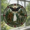 Mothman Stained Glass Suncatcher, Cryptid Window Hanging Decor, Mythical Creature Ornament, Gothic Paranormal Gift, Halloween Decor - Style 6