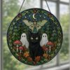 Mothman Stained Glass Suncatcher, Cryptid Window Hanging Decor, Mythical Creature Ornament, Gothic Paranormal Gift, Halloween Decor - Style 9