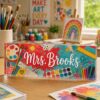 Personalized Art Teacher Name Desk Plaque, Custom Teacher Appreciation Gifts, Teacher Name Plate, Teacher Acrylic Block, New Teacher Gift - Style 10