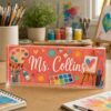 Personalized Art Teacher Name Desk Plaque, Custom Teacher Appreciation Gifts, Teacher Name Plate, Teacher Acrylic Block, New Teacher Gift - Style 3