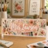 Personalized Art Teacher Name Desk Plaque, Custom Teacher Appreciation Gifts, Teacher Name Plate, Teacher Acrylic Block, New Teacher Gift - Style 6