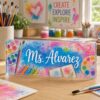Personalized Art Teacher Name Desk Plaque, Custom Teacher Appreciation Gifts, Teacher Name Plate, Teacher Acrylic Block, New Teacher Gift - Style 9