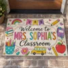 Personalized Classroom Doormat, Custom Teacher Name, Colorful Doodle Art, Teacher Appreciation Gift - Style 2