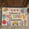 Personalized Classroom Doormat, Custom Teacher Name, Colorful Doodle Art, Teacher Appreciation Gift - Style 6