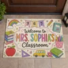 Personalized Classroom Doormat, Custom Teacher Name, Colorful Doodle Art, Teacher Appreciation Gift - Style 9
