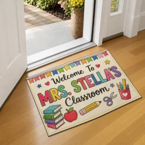 Personalized Classroom Doormat Teacher Name Entry Mat, Teacher Appreciation Gift - Style 1
