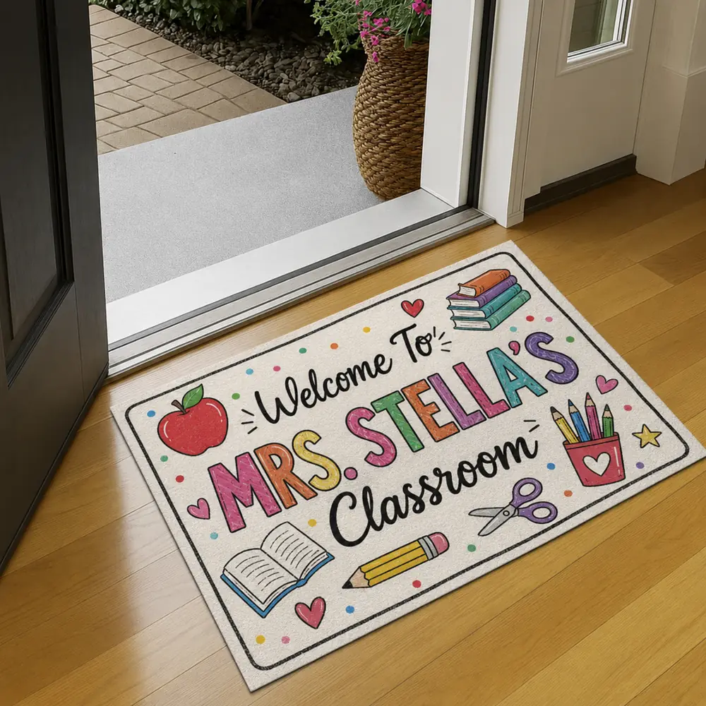 Personalized Classroom Doormat Teacher Name Entry Mat, Teacher Appreciation Gift - Style 10