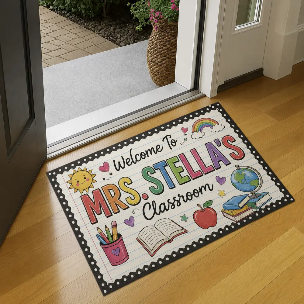 Personalized Classroom Doormat Teacher Name Entry Mat, Teacher Appreciation Gift - Style 5