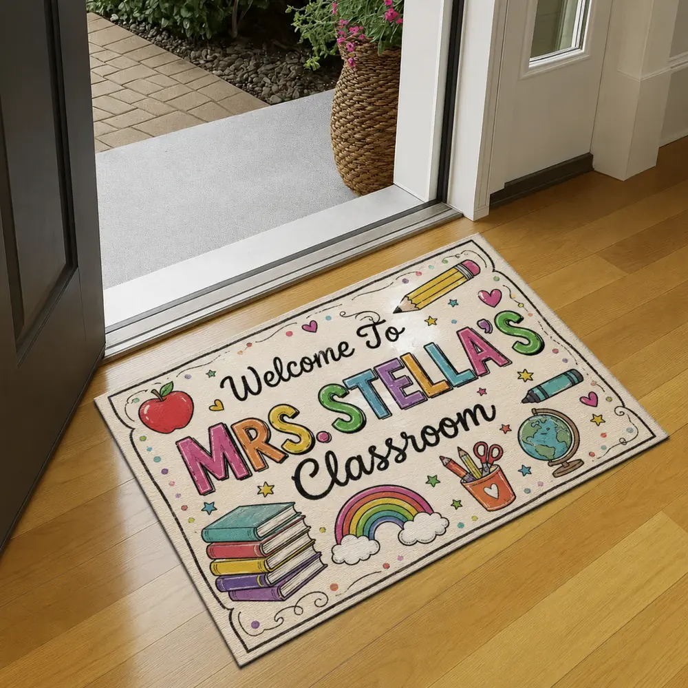 Personalized Classroom Doormat Teacher Name Entry Mat, Teacher Appreciation Gift - Style 6