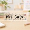 Personalized Floral Teacher Desk Sign, Back To School Gift For Teachers, Teacher Name Plate, Classroom Decor, Teacher Desk Plate - Style 1