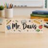 Personalized Floral Teacher Desk Sign, Back To School Gift For Teachers, Teacher Name Plate, Classroom Decor, Teacher Desk Plate - Style 3
