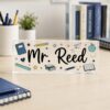 Personalized Floral Teacher Desk Sign, Back To School Gift For Teachers, Teacher Name Plate, Classroom Decor, Teacher Desk Plate - Style 4