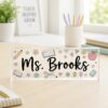 Personalized Floral Teacher Desk Sign, Back To School Gift For Teachers, Teacher Name Plate, Classroom Decor, Teacher Desk Plate - Style 5