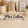 Personalized Floral Teacher Desk Sign, Back To School Gift For Teachers, Teacher Name Plate, Classroom Decor, Teacher Desk Plate - Style 6