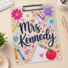 Personalized Florals Teacher Clipboard, Custom Name Acrylic Paper Clipboard, Back To School Gift, Teacher Appreciation Gift - Style 10