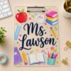 Personalized Florals Teacher Clipboard, Custom Name Acrylic Paper Clipboard, Back To School Gift, Teacher Appreciation Gift - Style 3