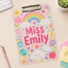 Personalized Florals Teacher Clipboard, Custom Name Acrylic Paper Clipboard, Back To School Gift, Teacher Appreciation Gift - Style 4