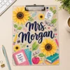 Personalized Florals Teacher Clipboard, Custom Name Acrylic Paper Clipboard, Back To School Gift, Teacher Appreciation Gift - Style 5