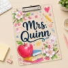 Personalized Florals Teacher Clipboard, Custom Name Acrylic Paper Clipboard, Back To School Gift, Teacher Appreciation Gift - Style 8