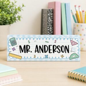 Personalized Math Teacher Desk Name Plate, Teacher Name Plate, Personalized Name Plate For Teacher, Custom Name Teacher Gift For Teacher - Style 1