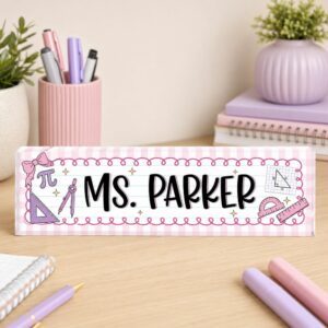 Personalized Math Teacher Desk Name Plate, Teacher Name Plate, Personalized Name Plate For Teacher, Custom Name Teacher Gift For Teacher - Style 2
