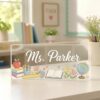 Personalized Name Desk Plate For Teacher, Custom Name Sign For Desk, Acrylic Nameplate, Teacher Appreciation Gift, Office Decor - Style 10