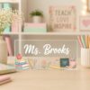 Personalized Name Desk Plate For Teacher, Custom Name Sign For Desk, Acrylic Nameplate, Teacher Appreciation Gift, Office Decor - Style 7