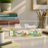 Personalized Name Desk Plate For Teacher, Custom Name Sign For Desk, Acrylic Nameplate, Teacher Appreciation Gift, Office Decor - Style 9