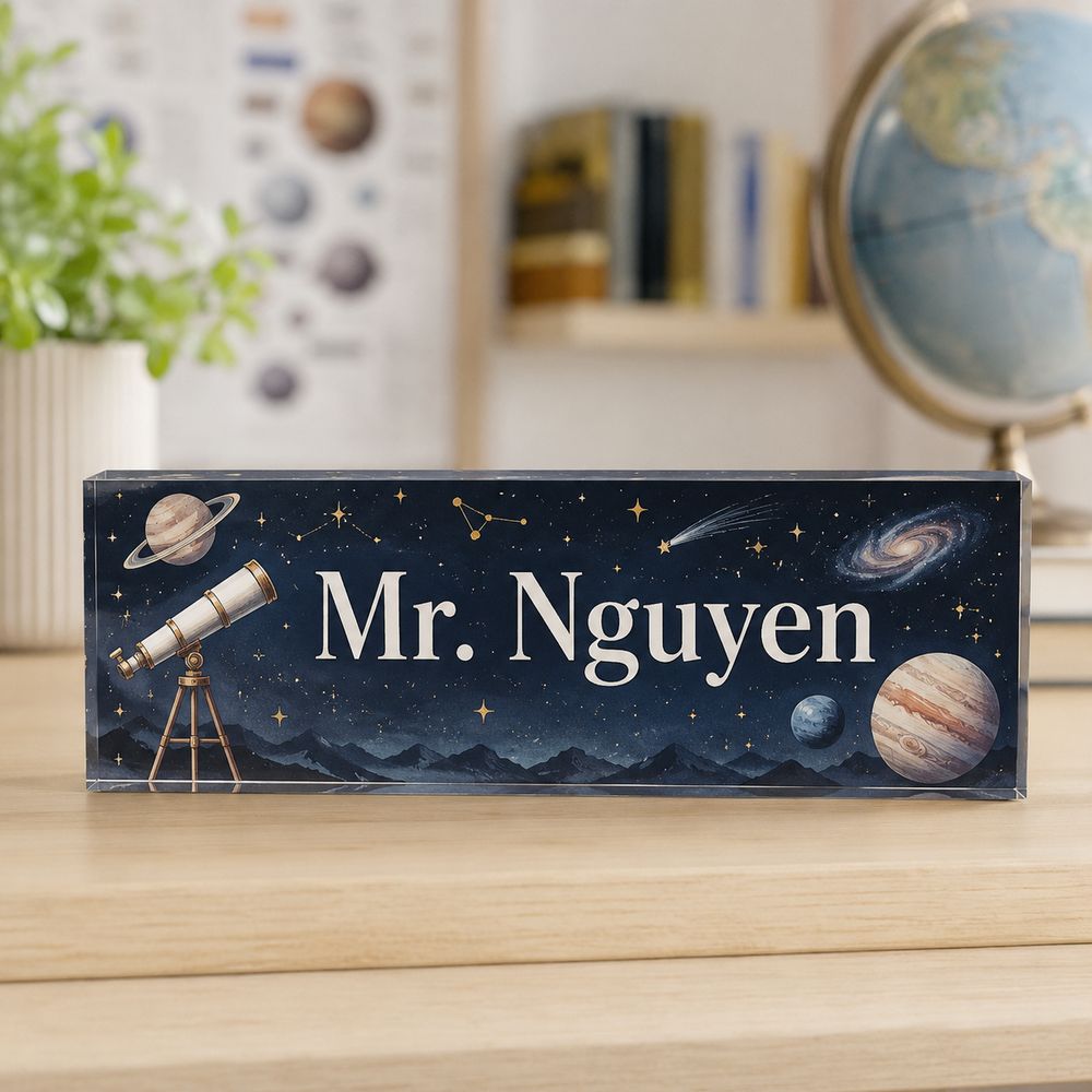 Personalized Science Teacher Name Desk Plaque, Custom Teacher Appreciation Gifts, Teacher Name Plate, Teacher Acrylic Block, New Teacher Gift - Style 2