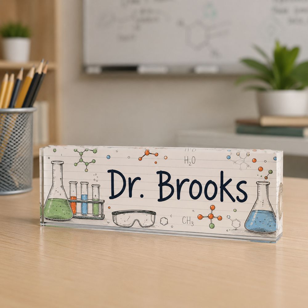 Personalized Science Teacher Name Desk Plaque, Custom Teacher Appreciation Gifts, Teacher Name Plate, Teacher Acrylic Block, New Teacher Gift - Style 4