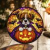 Personalized Suncatcher Stained Glass Puppy In Pumpkin Halloween Gift For Dog Lovers, Window Hanging - Style 8