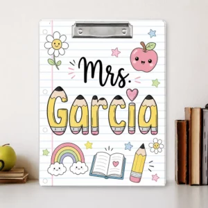 Personalized Teacher Appreciation Gifts, Back To School Gift, Custom Pencil Teacher Paper Clipboard, Clipboard With Teacher Name - Style 1