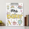 Personalized Teacher Appreciation Gifts, Back To School Gift, Custom Pencil Teacher Paper Clipboard, Clipboard With Teacher Name - Style 10