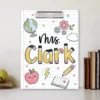 Personalized Teacher Appreciation Gifts, Back To School Gift, Custom Pencil Teacher Paper Clipboard, Clipboard With Teacher Name - Style 9