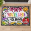 Personalized Teacher Classroom Doormat, Composition Notebook Classroom Decor, Teacher Appreciation Gift, Groovy Doormat, Back To School Sign - Style 1