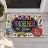 Personalized Teacher Classroom Doormat, Composition Notebook Classroom Decor, Teacher Appreciation Gift, Groovy Doormat, Back To School Sign - Style 3