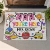 Personalized Teacher Classroom Doormat, Composition Notebook Classroom Decor, Teacher Appreciation Gift, Groovy Doormat, Back To School Sign - Style 8
