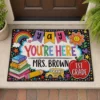 Personalized Teacher Classroom Doormat, Composition Notebook Classroom Decor, Teacher Appreciation Gift, Groovy Doormat, Back To School Sign - Style 9