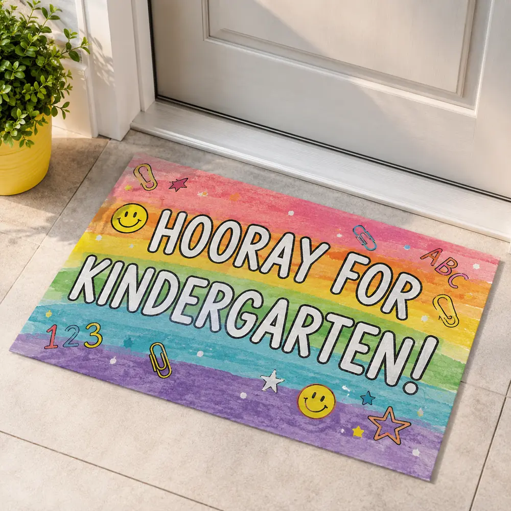 Personalized Teacher Classroom Doormat, Custom Hooray For Grade Mat, Classroom Decor, Black To School, Teacher Gifts, Classroom Welcome Mat - Style 3