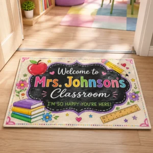 Personalized Teacher Classroom Doormat, Custom Name Welcome Mat, Back-To-School Classroom Decor, Teacher Appreciation Gift - Style 2